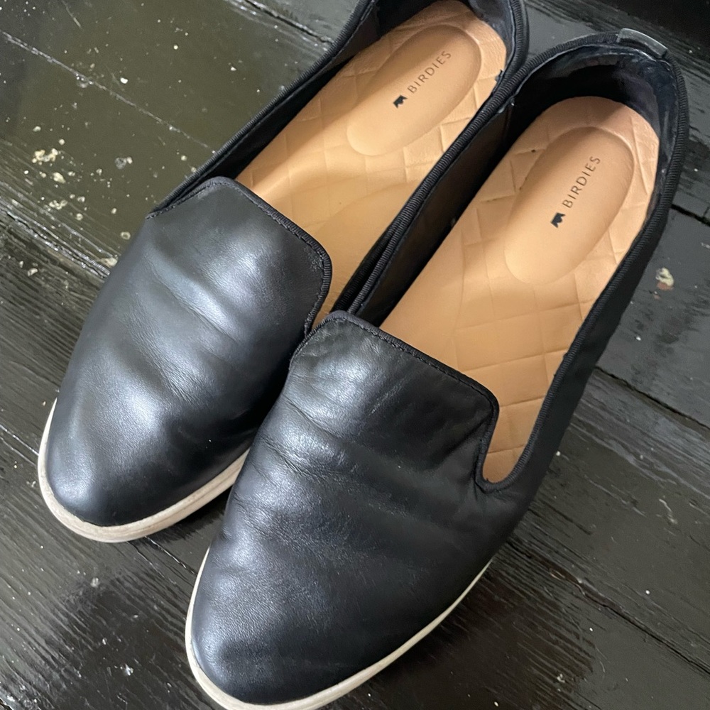 Birdies | Swift Black Leather Slip On Sneakers Size 10.5 - Picture 3 of 7